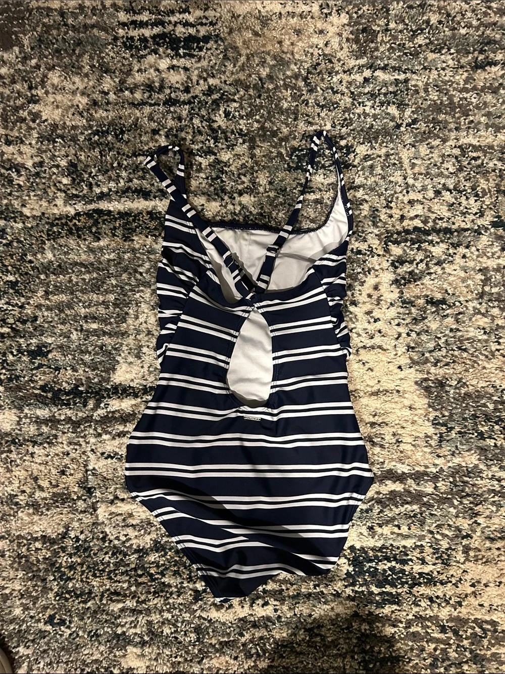 Women’s Nautica Navy and White Striped One-Piece Swimsuit